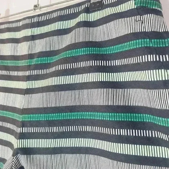 Banana Republic Shorts Womens Size 14 Black Green Striped Chino Casual Preppy - Picture 3 of 8